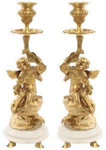 Jugendstil Bronze Kerzenhalter Set Engel Gold Weiß Art Nouveau Bronze Candle Holder Set Angels Gold White Jugendstil Bronze Kerzenhalter Set Engel Gold Weiß Art Nouveau Bronze Candle Holder Set Angels Gold White