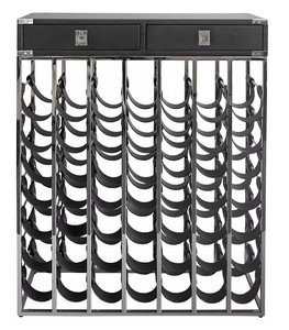 Casa Padrino luxury wine bottle rack with 2 drawers silver / black 84 x 25 x H. 104 cm - Wine Rack