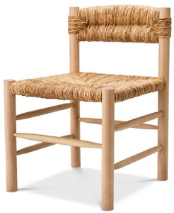 Casa Padrino sedia da pranzo di lusso naturale 54 x 62,5 x A. 80,5 cm - Sedia da cucina in legno massello - Mobile sala da pranzo - Mobile di lusso - Arredi sala da pranzo - Arredi di lusso
