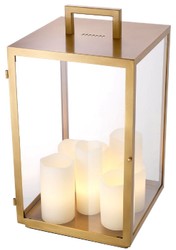 Casa Padrino luxury table lamp antique brass 35 x 35 x H. 65 cm - Metal desk lamp with handle and candle shaped lampshades - Luxury lighting - Luxury furniture - Luxury interior