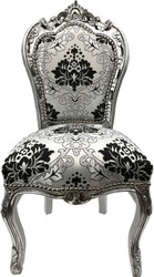 Casa Padrino chaise de salle à manger baroque argent motif / argent - Chaise de style antique fait main avec motif élégant - Meubles de salle à manger de style baroque - Meubles baroques Casa Padrino chaise de salle à manger baroque argent motif / argent - Chaise de style antique fait main avec motif élégant - Meubles de salle à manger de style baroque - Meubles baroques
