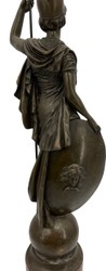 Casa Padrino sculpture décorative Art Nouveau de luxe déesse à la lance bronze / rouge 22 x 26 x H. 108 cm - Sculpture en bronze avec socle en marbre - Figurine bronze XXL - Sculpture bronze XXL