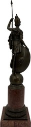 Casa Padrino sculpture décorative Art Nouveau de luxe déesse à la lance bronze / rouge 22 x 26 x H. 108 cm - Sculpture en bronze avec socle en marbre - Figurine bronze XXL - Sculpture bronze XXL