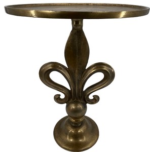 Runder Barock Aluminium Beistelltisch Lilie Antik Gold Round Baroque Aluminum Side Table Lily Antique Gold