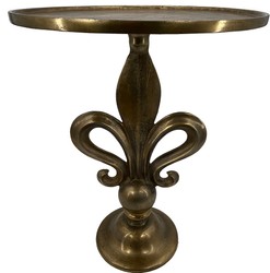 Casa Padrino baroque side table lily antique gold Ø 51 x H. 67 cm - Round aluminum table in baroque style - Living room furniture - Aluminum furniture - Baroque furniture - Baroque furnishings