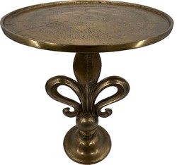 Casa Padrino baroque side table lily antique gold Ø 51 x H. 67 cm - Round aluminum table in baroque style - Living room furniture - Aluminum furniture - Baroque furniture - Baroque furnishings