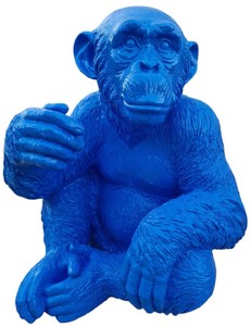 Luxus Designer Wohnzimmer Deko Skulpltur Figur Affe Blau Luxury Designer Living Room Decorative Sculpture Figure Ape Blue