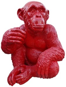 Luxus Designer Wohnzimmer Deko Skulpltur Figur Affe Rot Luxury Designer Living Room Decorative Sculpture Figure Ape Red