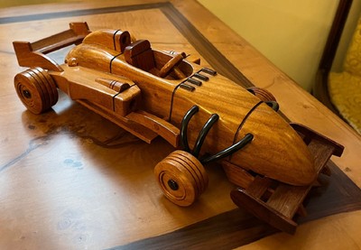 Deko Holz Auto Rennwagen Braun Deco Wood Car Race Car Brown