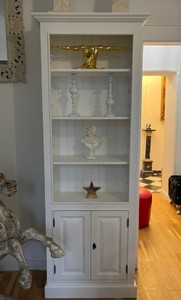 Landhausstil Massivholz Bücherschrank Regalschrank Wohnzimmerschrank Weiß Country Style Solid Wood Bookcase Shelf Cabinet Living Room Cabinet White