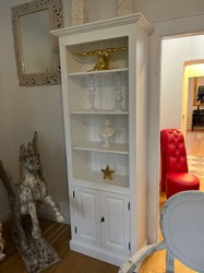 Casa Padrino armoire de style campagnard en bois massif blanc 70 x 35 x H. 210 cm - Armoire étagère - Armoire de salon - Armoire de bureau - Meuble de style campagnard