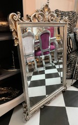 Casa Padrino espejo barroco plata - Espejo de pared hecho a mano con elegantes decoraciones - Magnífico espejo de pared de estilo barroco - Espejo de guardarropa barroco - Muebles barrocos