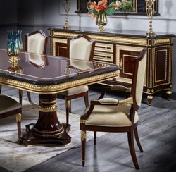 Luxus Barock Esszimmer Set Esstisch und 8 Stühle Dunkelbraun Gold Luxury Baroque Dining Room Set Dining Table and 8 Chairs Dark Brown Gold
