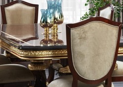 Luxus Barock Esszimmer Set Esstisch und 8 Stühle Dunkelbraun Gold Luxury Baroque Dining Room Set Dining Table and 8 Chairs Dark Brown Gold