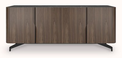Casa Padrino credenza di lusso marrone / nero 220 x 50,8 x A. 87 cm - Armadio in legno massello con 4 ante - Mobile in legno massello - Mobili di lusso