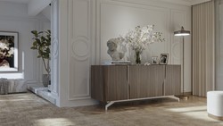 Casa Padrino credenza di lusso marrone / bianco 220 x 50,8 x A. 87 cm - Armadio in legno massello con 4 ante - Mobile in legno massello - Mobili di lusso