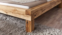 Casa Padrino Luxury Double Bed Natural - Different Sizes - Solid Wood Bed with Headboard and Mattress - Bedroom Furniture - Luxury Furniture - Luxury Furnishings