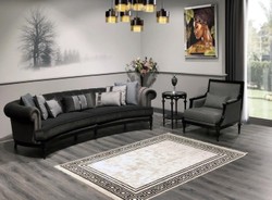 Casa Padrino sillón barroco de lujo gris / negro - Magnífico sillón de salón - Muebles de salón de estilo barroco - Muebles de lujo de estilo barroco - Mobiliario barroco - Noble y Magnífico