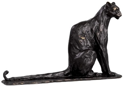 Casa Padrino Luxus Deko Skulptur Panther 37 x 10 x H. 24 cm - Bronze Deko Skulptur - Bronze Deko Figur - Schreibtisch Deko - Wohnzimmer Deko - Luxus Qualität