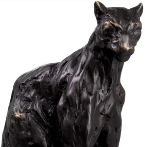 Casa Padrino Luxus Deko Skulptur Panther 37 x 10 x H. 24 cm - Bronze Deko Skulptur - Bronze Deko Figur - Schreibtisch Deko - Wohnzimmer Deko - Luxus Qualität