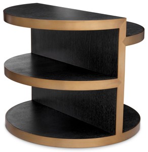 Casa Padrino tavolino di lusso nero grigio / ottone Ø 65 x A. 55,5 cm - Tavolo rotondo da salotto in legno massello - Mobili da soggiorno - Mobili di lusso - Collezione di lusso