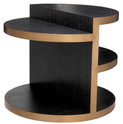 Runder Luxus Designer Beistelltisch Schwarzgrau Messing Round Luxury Designer Side Table Black Gray Brass