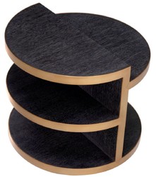 Runder Luxus Designer Beistelltisch Schwarzgrau Messing Round Luxury Designer Side Table Black Gray Brass
