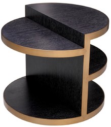 Runder Luxus Designer Beistelltisch Schwarzgrau Messing Round Luxury Designer Side Table Black Gray Brass