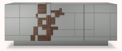 Casa Padrino credenza di lusso grigio / marrone 220 x 50,8 x A. 85 cm - Armadio in legno massello con 4 ante - Mobile in legno massello - Mobili di lusso