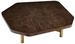 Casa Padrino luxury coffee table high gloss brown / brass 120.5 x 120.5 x H. 30.5 cm - Living room table with solid wood table top - Living room furniture - Luxury furniture - Luxury furnishings