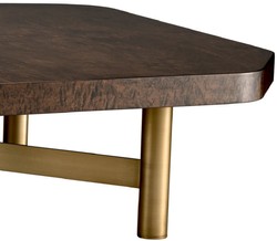 Casa Padrino luxury coffee table high gloss brown / brass 120.5 x 120.5 x H. 30.5 cm - Living room table with solid wood table top - Living room furniture - Luxury furniture - Luxury furnishings