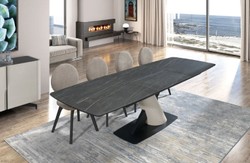 Casa Padrino luxury dining table black / gray 200-280 x 100 x H. 77 cm - Extendable dining room table with ceramic plates - Dining room furniture - Luxury furniture - Luxury furnishings