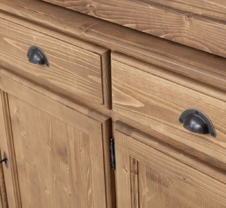 Casa Padrino Landhausstil Esszimmerschrank Naturfarben / Weiß 230 x 45 x H. 200 cm - Massivholz Küchenschrank - Esszimmer Möbel im Landhausstil - Landhausstil Esszimmer Einrichtung
