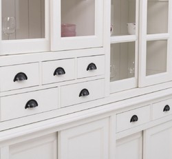Casa Padrino country style dining room cabinet white 280 x 55 x H. 225 cm - Solid wood kitchen cabinet - Dining room furniture in country style - Country style furnishings