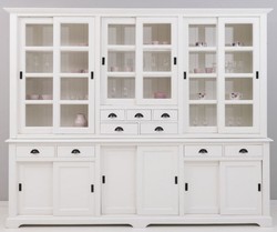 Casa Padrino country style dining room cabinet white 280 x 55 x H. 225 cm - Solid wood kitchen cabinet - Dining room furniture in country style - Country style furnishings