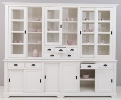 Casa Padrino country style dining room cabinet white 280 x 55 x H. 225 cm - Solid wood kitchen cabinet - Dining room furniture in country style - Country style furnishings