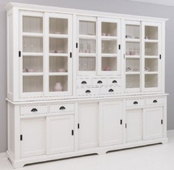 Casa Padrino country style dining room cabinet white 280 x 55 x H. 225 cm - Solid wood kitchen cabinet - Dining room furniture in country style - Country style furnishings