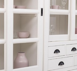 Casa Padrino country style dining room cabinet white 280 x 55 x H. 225 cm - Solid wood kitchen cabinet - Dining room furniture in country style - Country style furnishings