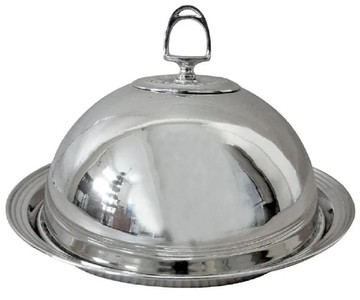 Casa Padrino cuenco de servicio Art Nouveau con tapa plata Ø 30 x A. 19 cm - Bandeja de servicio redonda de latón - Accesorios de catering - Accesorios de restaurante - Accesorios de hotel