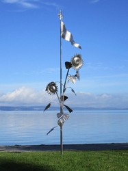Luxus XXL Garten Hotel Edelstahl Deko Skulptur Silber