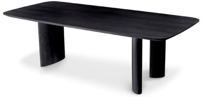 Casa Padrino table à manger de luxe noir 241 x 109,5 x A. 77 cm - Table de cuisine rectangulaire en bois massif - Meuble de salle à manger - Meuble de luxe - Ameublement de luxe