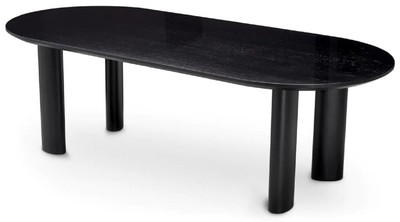 Casa Padrino table à manger de luxe noir 244 x 109,5 x A. 77 cm - Table de cuisine ovale en bois massif - Meuble de salle à manger - Meuble de luxe - Ameublement de luxe