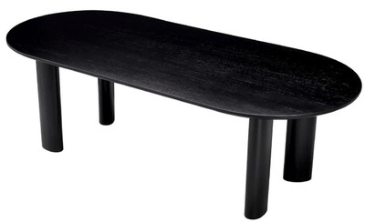 Casa Padrino Luxus Esstisch Schwarz 244 x 109,5 x H. 77 cm - Ovaler Massivholz Küchentisch - Esszimmer Möbel - Küchen Möbel - Luxus Möbel - Luxus Einrichtung