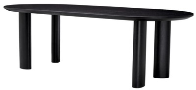 Casa Padrino Luxus Esstisch Schwarz 244 x 109,5 x H. 77 cm - Ovaler Massivholz Küchentisch - Esszimmer Möbel - Küchen Möbel - Luxus Möbel - Luxus Einrichtung