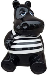 Casa Padrino scultura decorativa di lusso ippopotamo nero / bianco A. 100 cm - Grande figura decorativa - Figura animale XXL - Scultura decorativa XXL - Figura decorativa XXL - Figure XXL