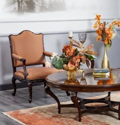 Casa Padrino sillón barroco de lujo naranja / marrón oscuro - Magnífico sillón de salón - Muebles de salón de estilo barroco - Muebles de lujo de estilo barroco - Mobiliario barroco