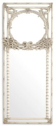 Casa Padrino miroir mural de luxe en acajou blanc antique 95 x 9,5 x H. 229,5 cm - Miroir d'armoire rectangulaire - Miroir de salon - Meuble d'armoire - Meuble de salon - Meuble de luxe