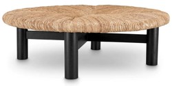Casa Padrino tavolo da salotto di lusso naturale / nero Ø 100 x A. 30,5 cm - Tavolo da soggiorno rotondo - Mobile per soggiorno - Mobili di lusso - Arredamento di lusso