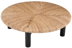 Casa Padrino tavolo da salotto di lusso naturale / nero Ø 100 x A. 30,5 cm - Tavolo da soggiorno rotondo - Mobile per soggiorno - Mobili di lusso - Arredamento di lusso
