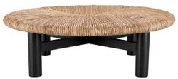 Casa Padrino tavolo da salotto di lusso naturale / nero Ø 100 x A. 30,5 cm - Tavolo da soggiorno rotondo - Mobile per soggiorno - Mobili di lusso - Arredamento di lusso